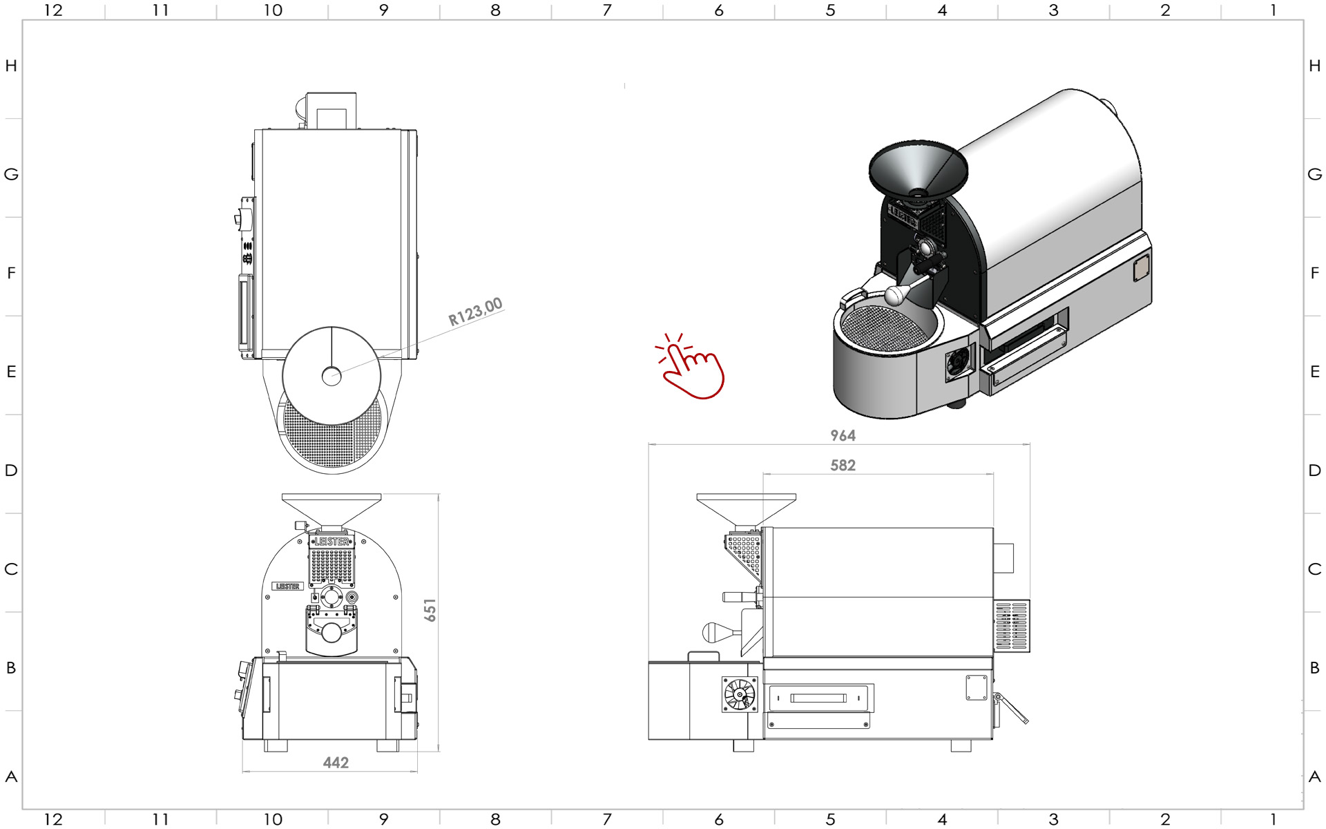 1 kg electric coffee roaster dimension
